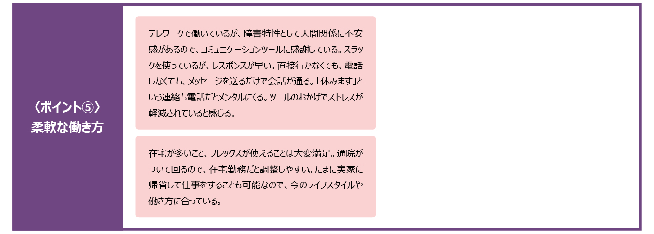 ポイント５：柔軟な働き方