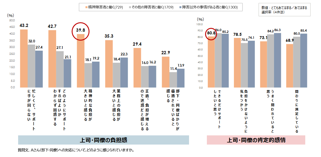 精神障害者と働く上司・同僚の「負担感」と「肯定的感情」